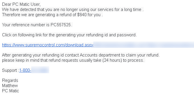 Refund Scam Email