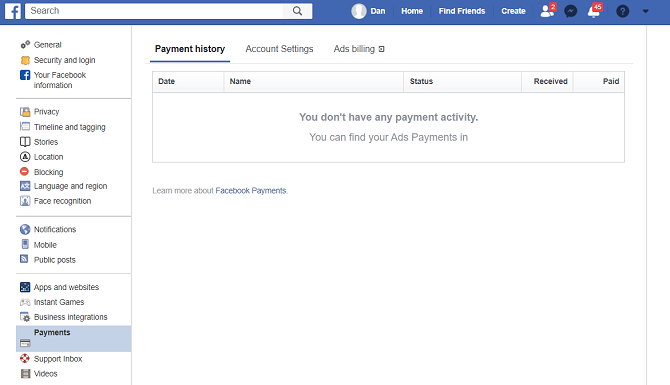 facebook payments