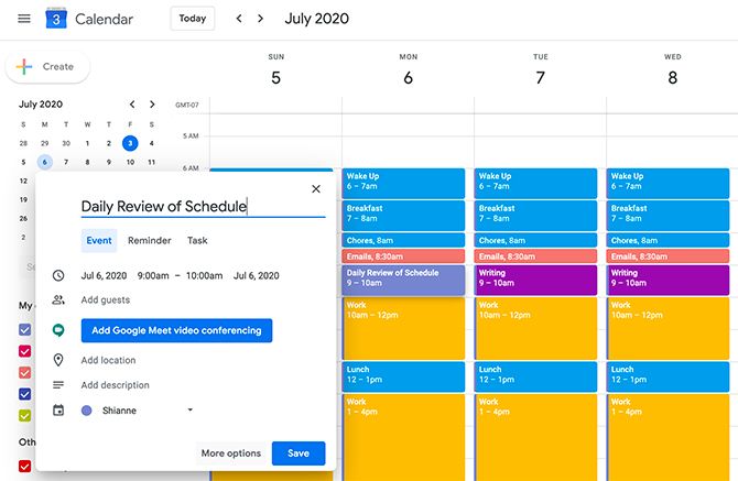 Используйте Google Calendar для блокировки времени по утрам