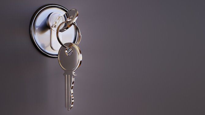two keys in a door lock