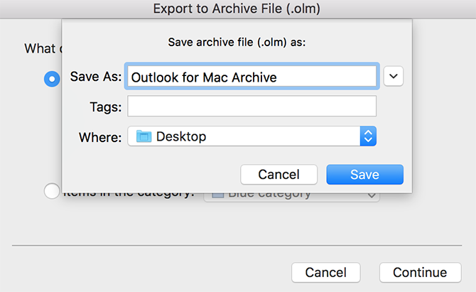 экспорт писем Outlook на Mac